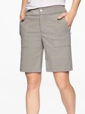 Athleta Silver Gray Trekkie Bermuda 2.0 Shorts Breathable Active Womens Size 8